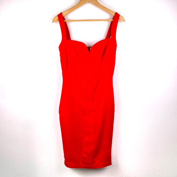 Victoria Beckham Red Crepe Knee Length Elegant Party Dress Fitted Women's US 6 - Picture 3 of 15